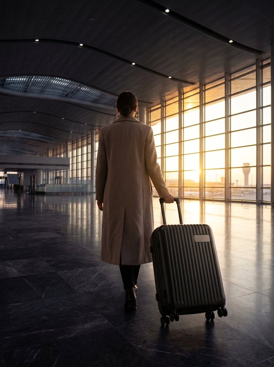 D'Camila Smart Luggage in an airport terminal